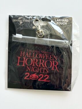 NWT Universal Studios Halloween Horror Nights HHN 2022 Black Lanyard Pouch